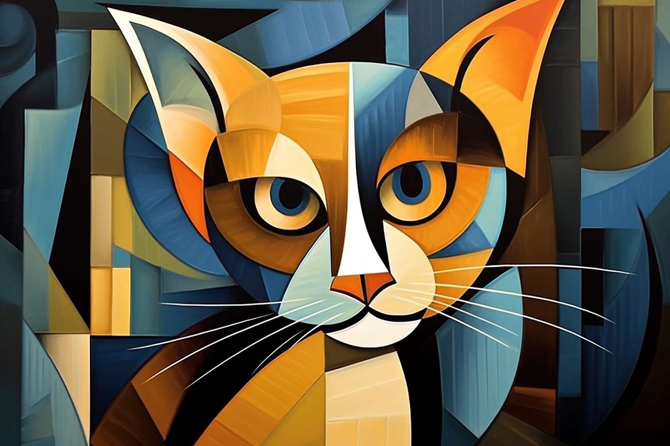 Cubism Cat Painting: Georges Braque